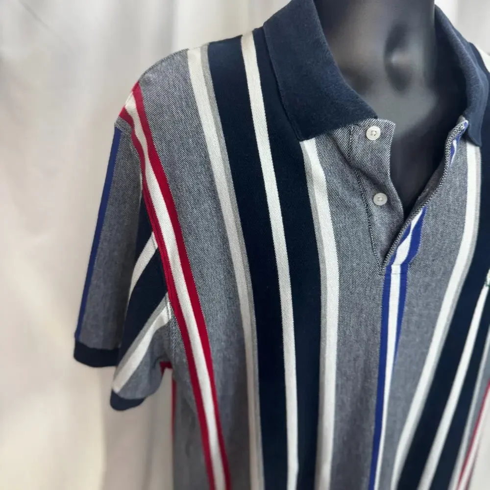 Chaps Ralph Lauren Polo Shirt Men's L Striped Crest Logo Cotton Preppy Golf